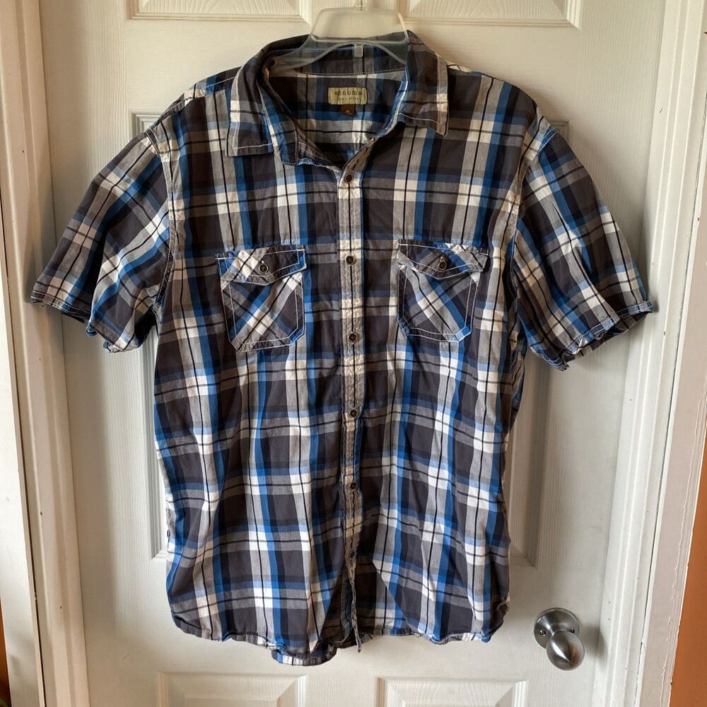 Sonoma Men’s XL Short Sleeve Button Down Plaid Shirt Nice Buttons